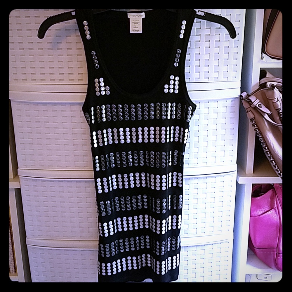 Black Tank top with Silver Studs Size Small